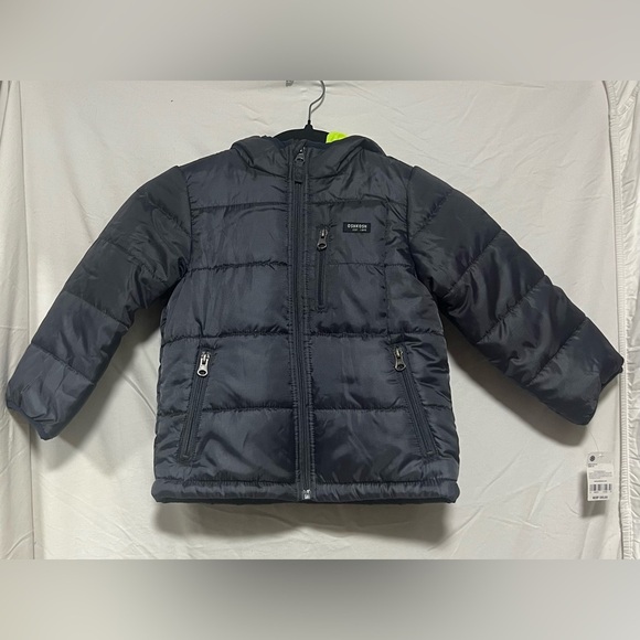 OshKosh B'gosh Other - NWT OshKosh B'gosh Gray & Neon Green Youth Puffer Jacket